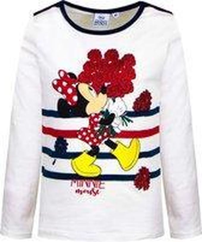 Minnie Mouse - Longsleeve - Wit - 6 jaar -  116cm