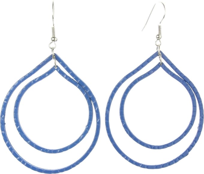 Behave - Oorhangers - Grafisch motief - Blauw design - Statement - 8 cm