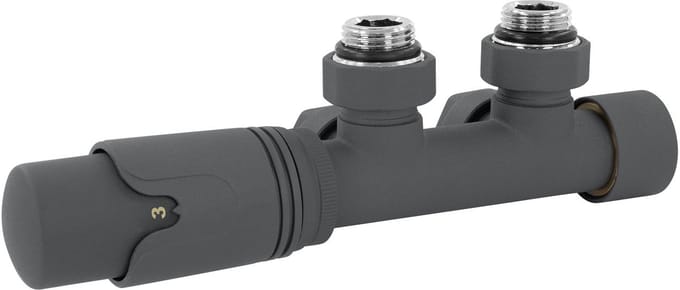 LuxeBath fittingen set Multiblock antraciet hoekvorm incl. thermostaatkop voor badkamerradiatoren met middenaansluiting - aansluitset radiator hoekvorm hoekstomp vanaf de wand met thermostaat
