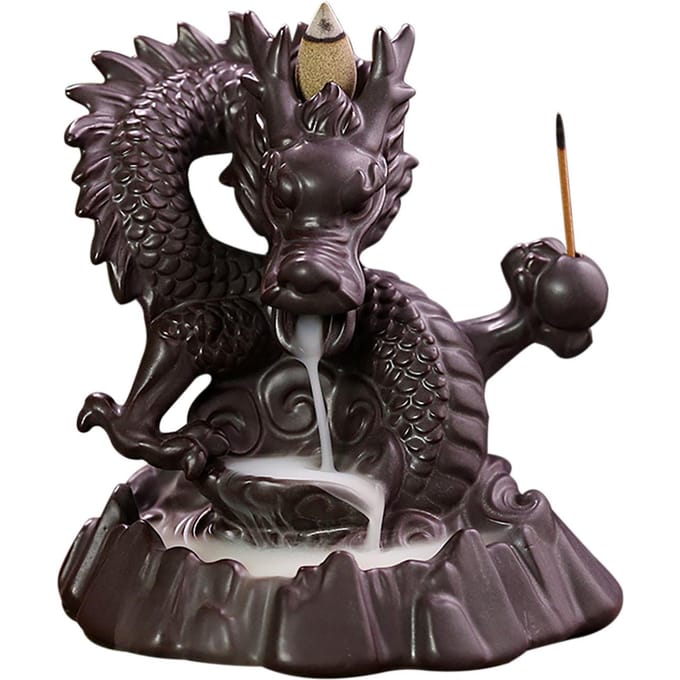 Keramische Chinese Geluksdraak Terugstroom Wierookbrander black