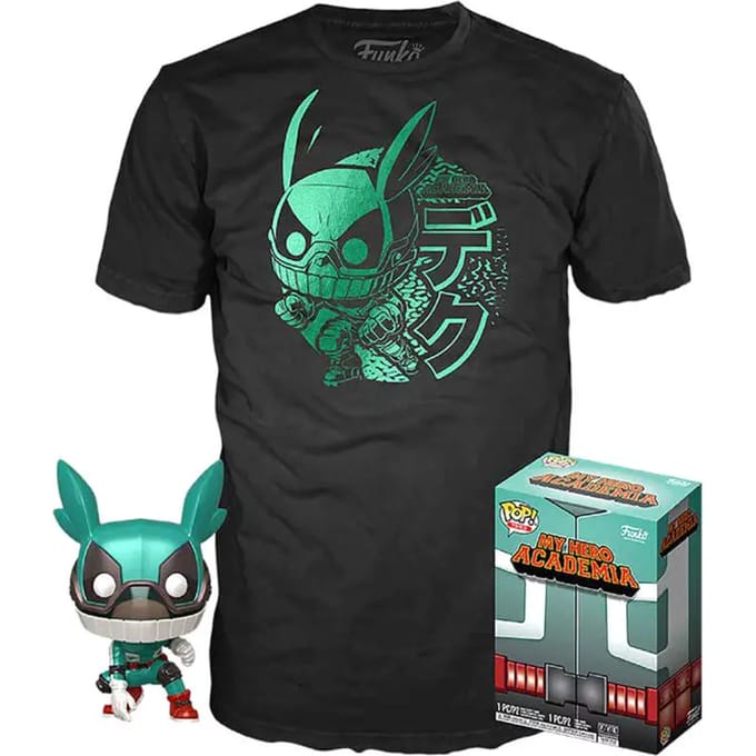 Funko POP! & TEE BOX Deku w/ Helmet Metallic My Hero Academia Exclusive - Medium