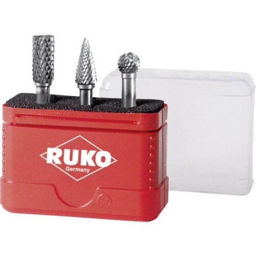 RUKO 116001 Freesset Hardmetaal Cilinder met kopvertanding 10 mm Afmeting, Ø 6 mm Schachtdiameter 6 mm 3-delig
