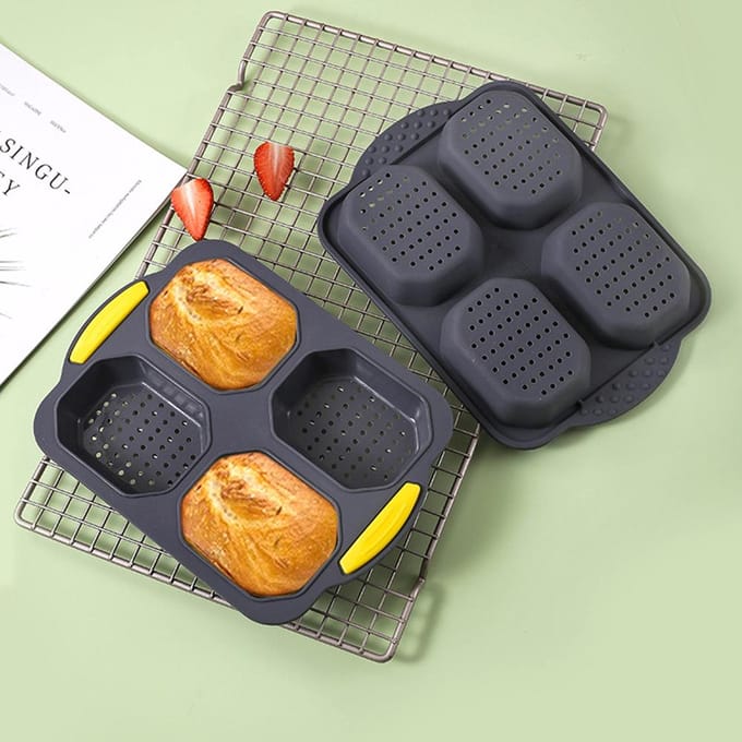 Moule en silicone de qualité alimentaire, résistant aux hautes températures, pour pain, hamburger, ménage black