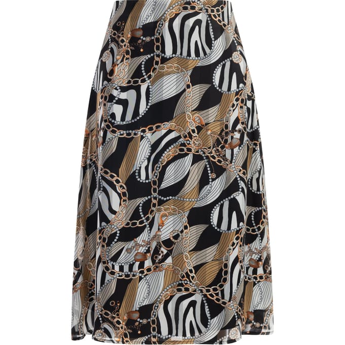 Faina Midi-rok met all-over print Dames Zwart Veelkleurig