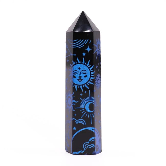 Zwarte Obsidiaan Punt - Donkerblauw