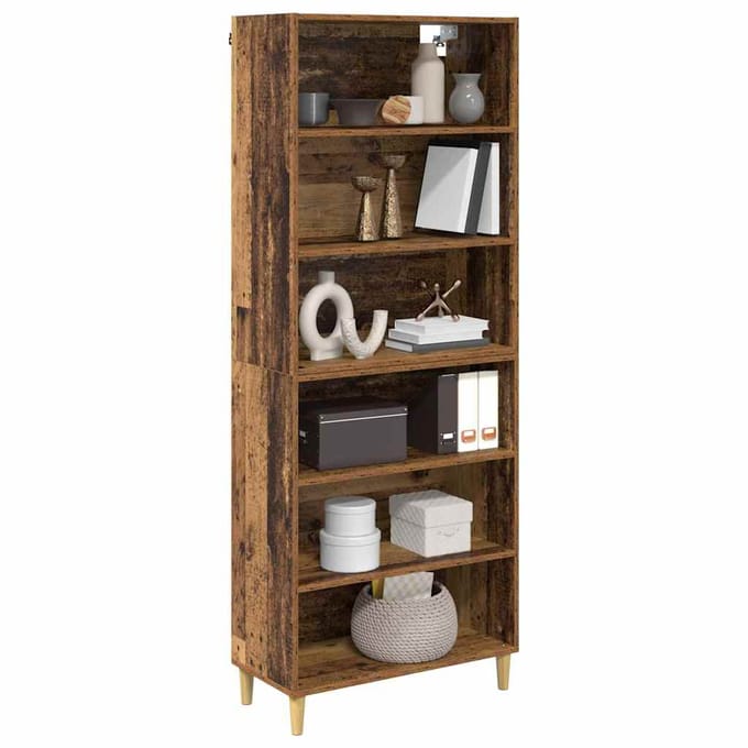 vidaXL - Highboard - Oud - Hout - 69,5 - x - 32,5 - x - 180 - cm - Bewerkt - hout