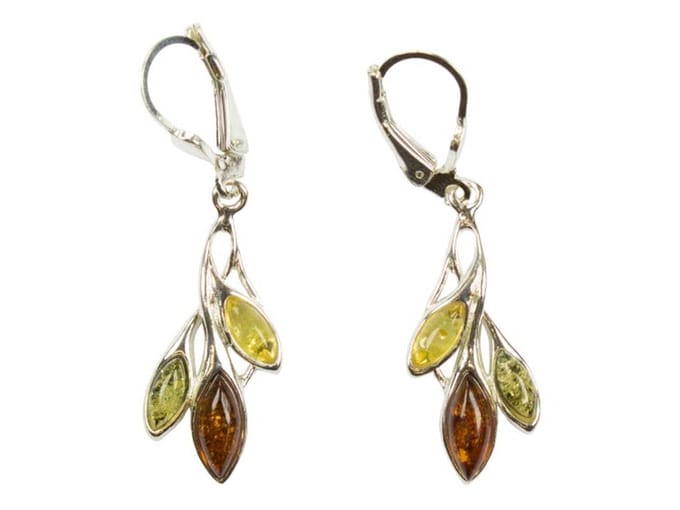 Zilveren oorbellen met sluiting Amber / Barnsteen 925 zilver