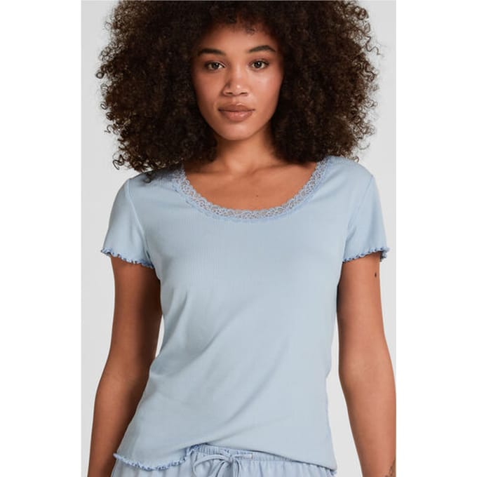 Hunkemöller Pyjama Top Jersey Rib Blauw