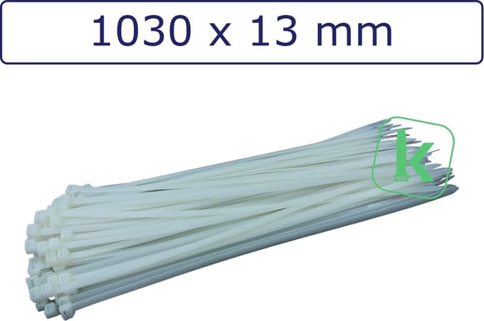 PRO-TIE® - Tyraps, kabelbinders 1030 x 13 mm Wit naturel (Zak 100 stuks) (tiewrap/tyrap/tie-wrap/bundelbandje/colsonbandje/)