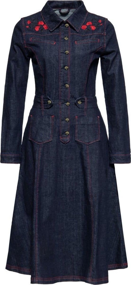 Queen Kerosin Western Swing-jurk QKI26009 Denim