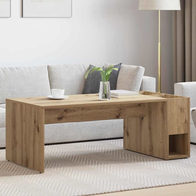 vidaXL - Salontafel - Artisan - Eiken - 101,5 - x - 50 - x - 37 - cm - Bewerkt - hout