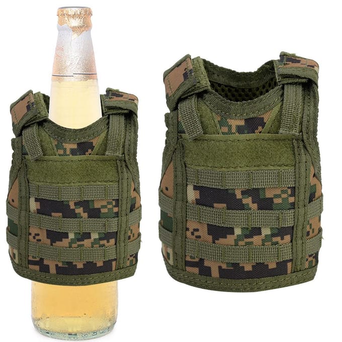 Bierhesje Mini Miniatuur Drankfles Blikhouder met Verstelbare Schouderbanden Green black