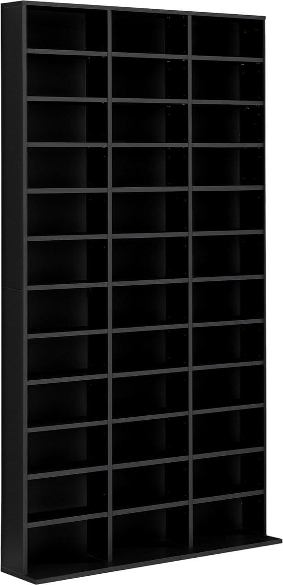 HOMCOM-CD-opbergkast - Hout - 102x24x195cm - Zwart