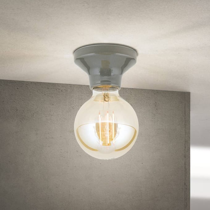 ORION Plafondlamp Frost, grijs, keramiek, E27