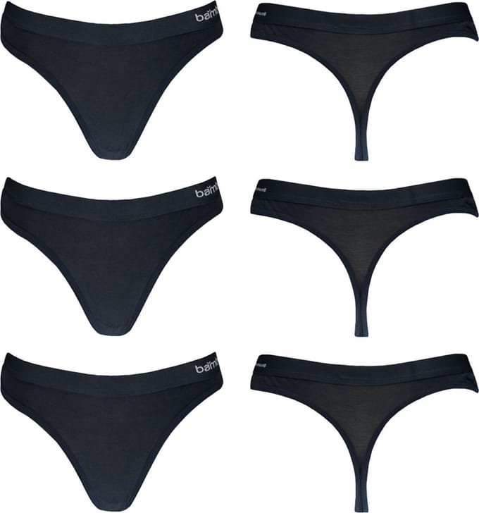 Bamboo Damesstring 3-Pack made by Apollo - kleur zwart-M