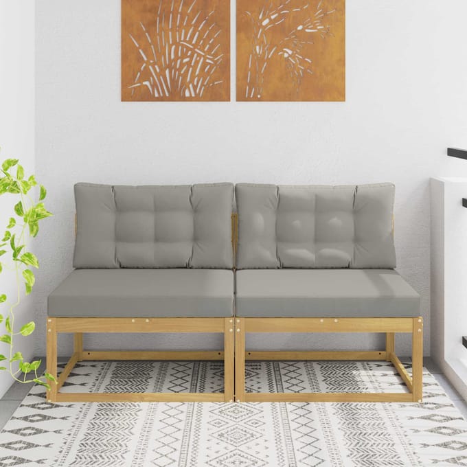 vidaXL - 2 - Stuk - Buiten - Midden - Sofa - Polyester - Wit