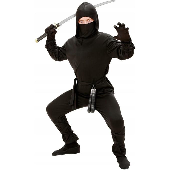 Costume Noir Ninja Guerrier Japonais Samouraï Carnaval Bal 4-5 Ans black