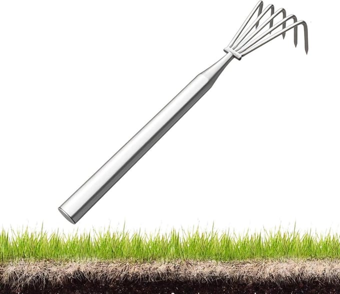 Gazonhark - Tuingereedschap - Onkruid wieden - Hefboomprincipe - 38 cm - Zilver