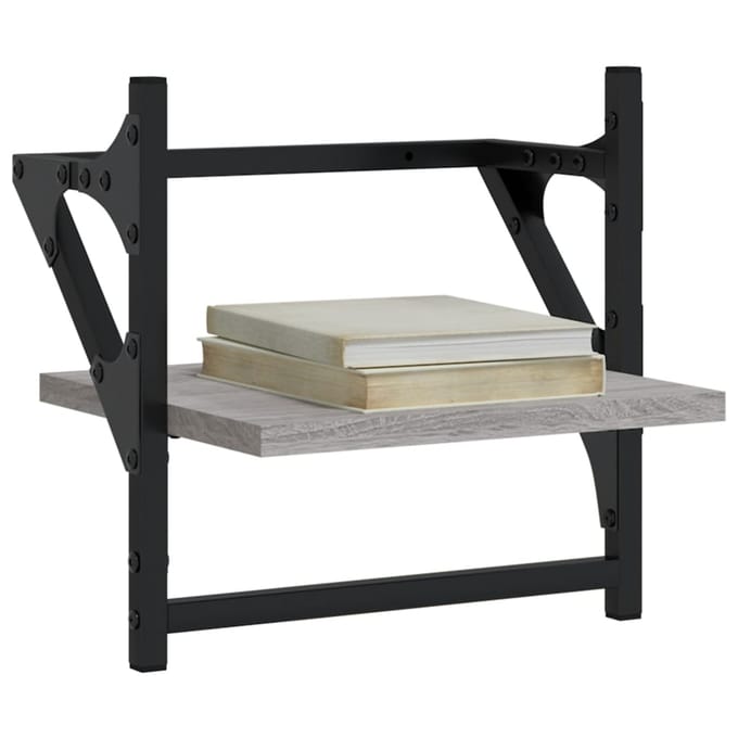 vidaXL - Wandschappen - met - stangen - 2 - st - 30x25x30 - cm - grijs - sonoma - eiken