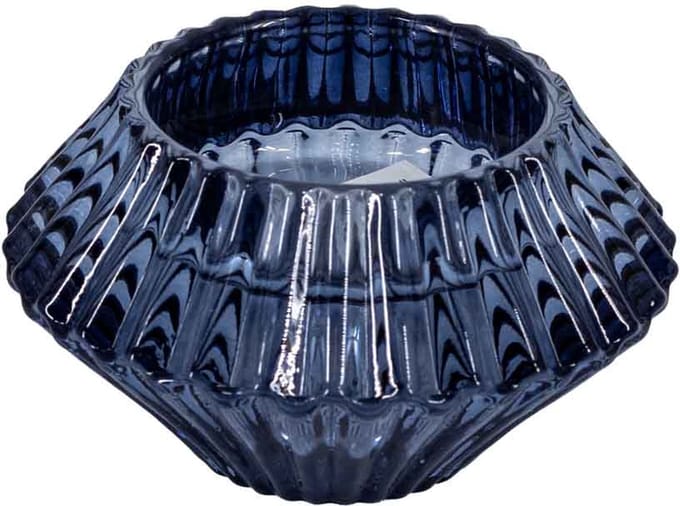 Glazen waxine- en kaarsenstandaard blauw