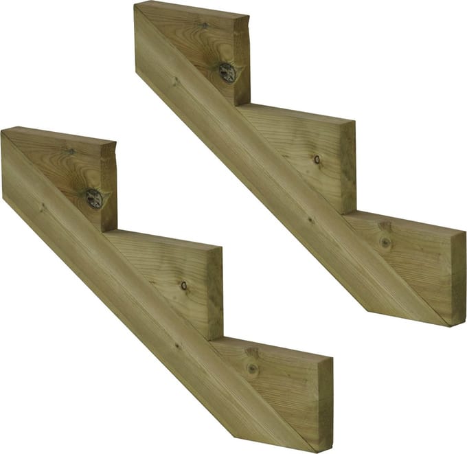 Set van 2 stuks: Trapbalk 3 treden geïmpregneerd hout voor tuintrap