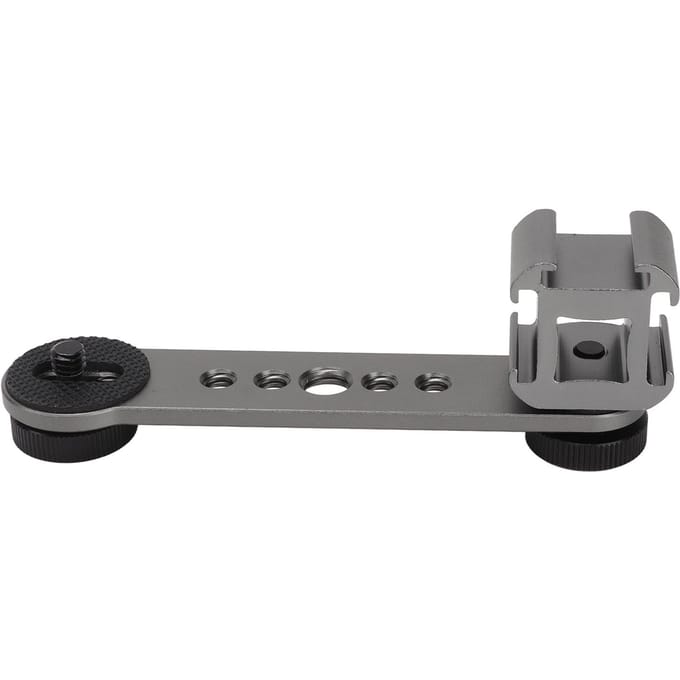 Drievoudige Cold Shoe Verlengbeugel Aluminiumlegering Microfoonstandaard Montageadapter voor Statief donkergrijze kleur