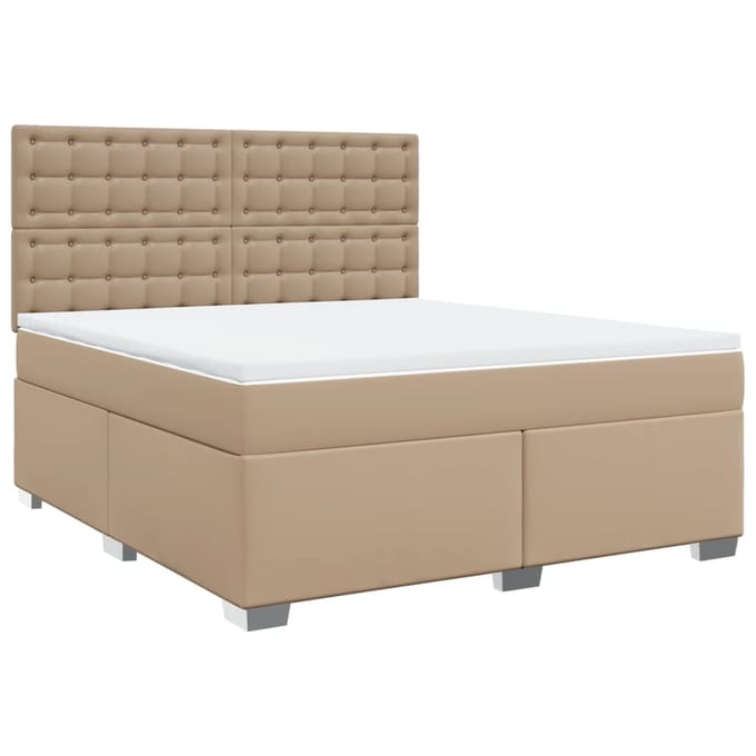 vidaXL - Boxspring - met - matras - kunstleer - cappuccinokleurig - 180x200 - cm
