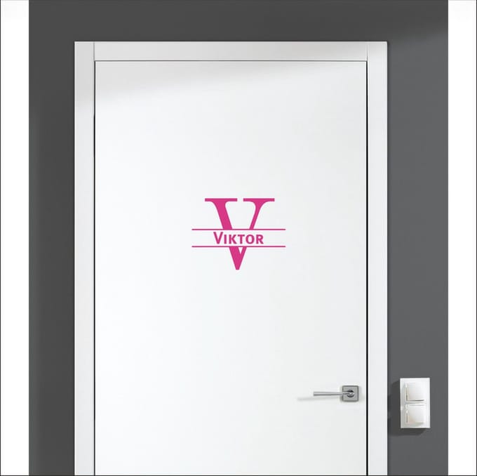 Deursticker Met Naam -  Viktor - Roze
