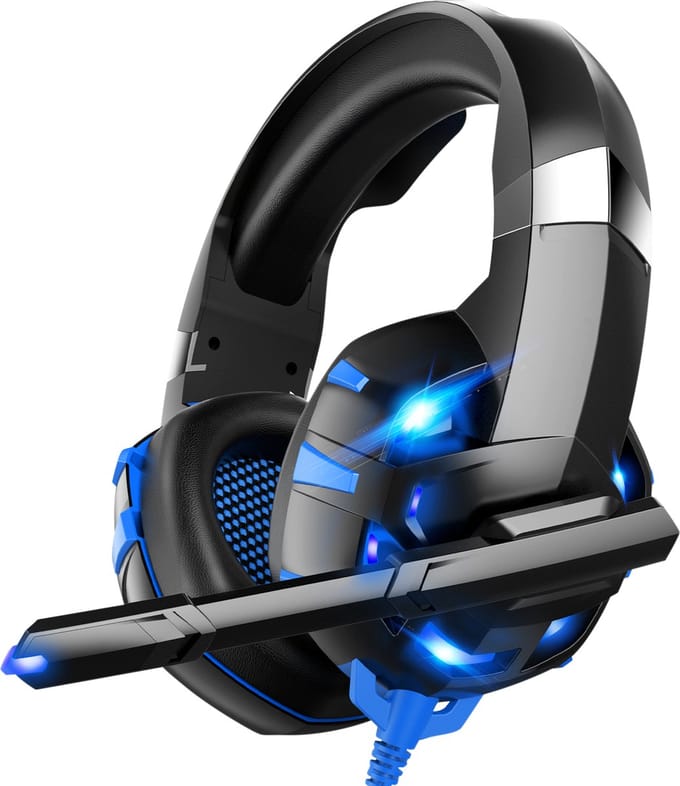 Strex Gaming Headset Met Microfoon - Geschikt Voor PC / PS4 / PS5 / Xbox / Switch - Game Koptelefoon Met Draad - Blauw
