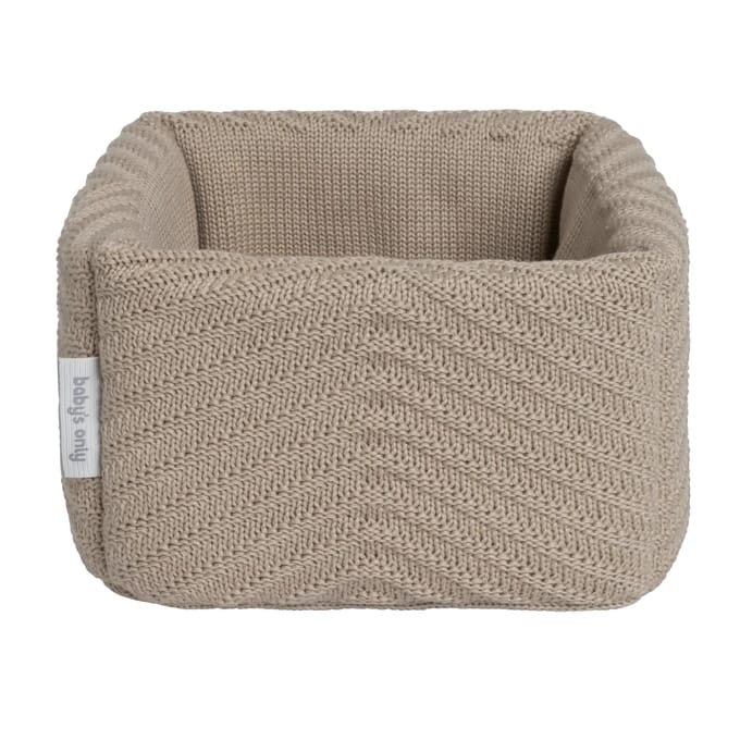Baby's Only Gebreide commodemandje - Opbergmandje met visgraatmotief - Commode organizer - Babykamer accessoires Grace - Beige