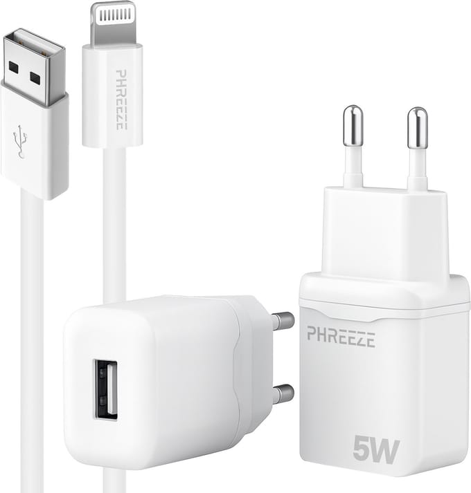 5w usb stekker met 1m oplader kabel geschikt voor Lightning iPhone iPad AirPods kabel - Usb adapter