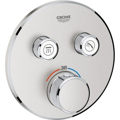 Grohe Grohtherm SmartControl thermostat ready-mount set with 2 shut-off valves, round design 29119DC0