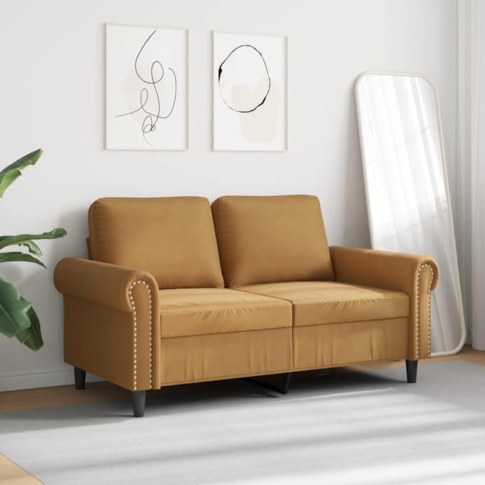Vidaxl Bank 2-persoons, Bruin, 120 Cm, Bekleed met Fluweel