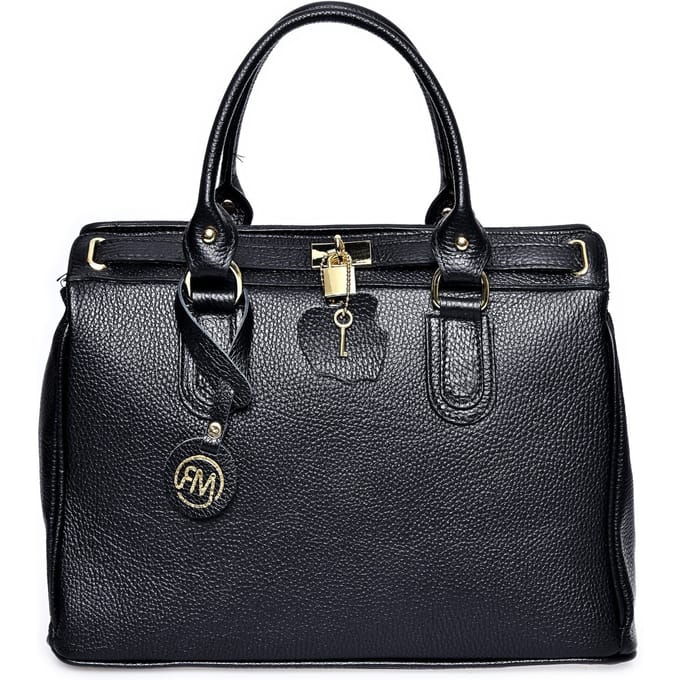 Roberta M Zwart Rundleer Tas