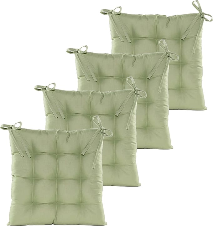 Anna's collection Stoelkussen gewatteerd - 6x - mint groen - 38 x 38 cm - binnen/buiten