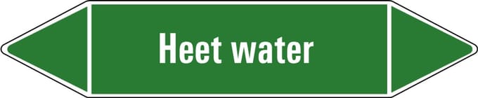 Heet water leidingmarkering op vel 252 x 52 mm - 3 per vel