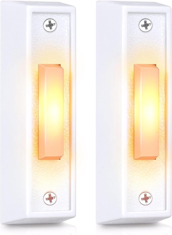 Verlichte Deurbel Drukknop met LED - Bedraad en Wandmontage (2 Stuks)
