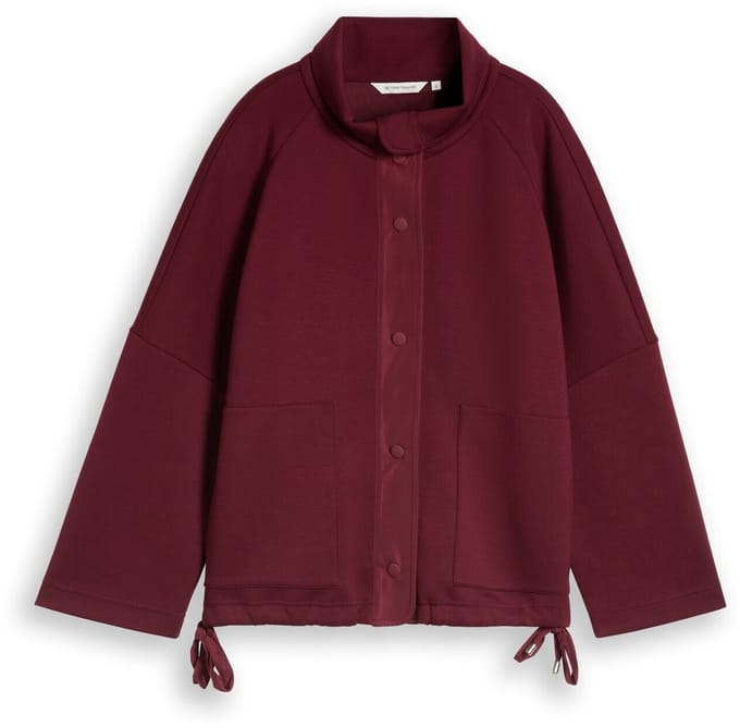 Tom Tailor - Boxy fit scuba-sweatjack met zakken - Maat M - Preppy Plum