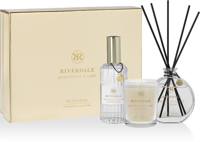 Riverdale - Cadeaupakket - Grapefruit & Lime - Geurstokjes, Geurkaars & Roomspray - Geschenkset.