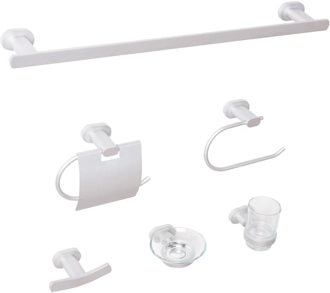 TOCOPILLA - 6-delige badkamer hardware set - Zilver - Aluminium
