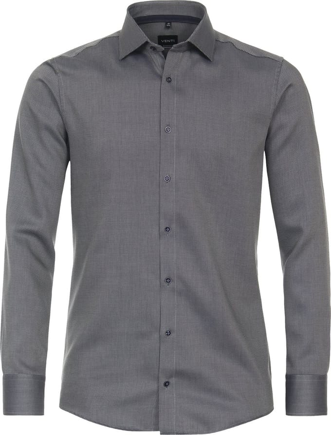 VENTI modern fit overhemd - dobby - groen - wit - blauw mini dessin - Strijkvrij - Boordmaat: 46