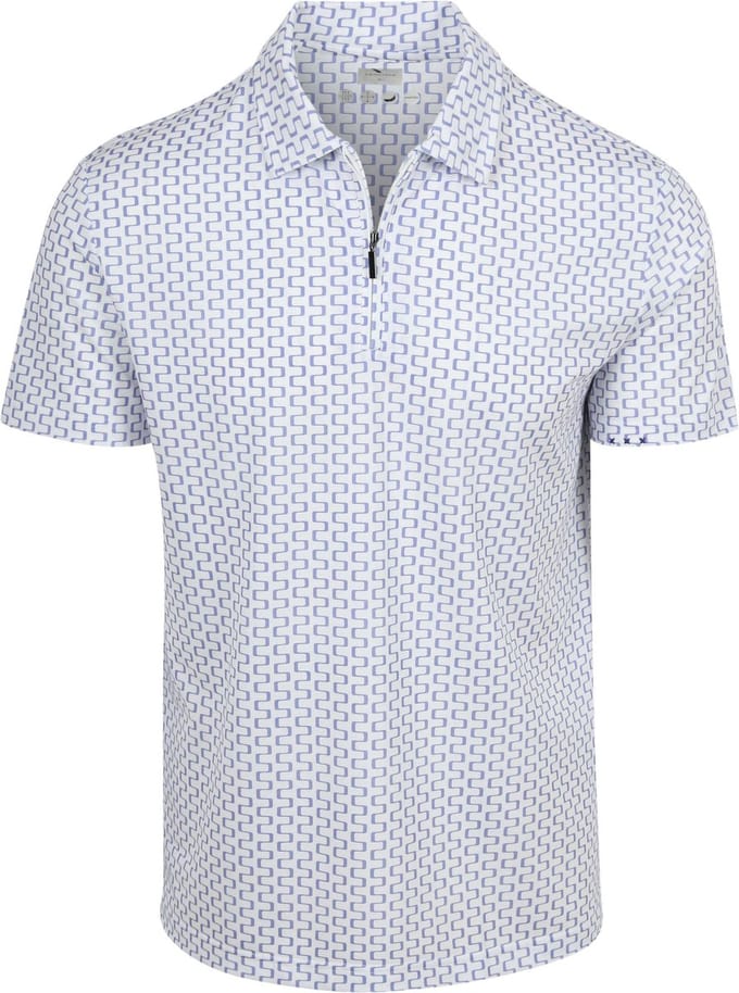 R2 Amsterdam Half Zip Polo Wit Print - Maat L - Heren