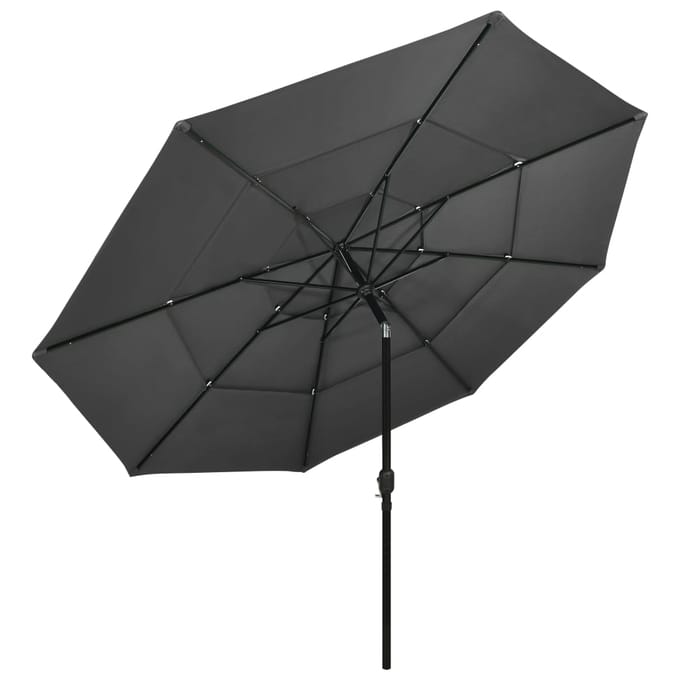 vidaXL - Parasol - 3-laags - met - aluminium - paal - 3,5 - m - antracietkleurig
