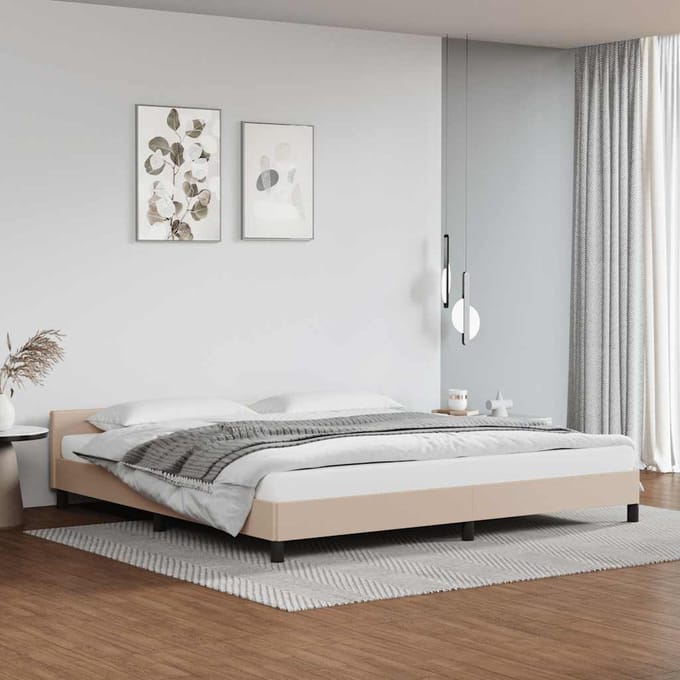 vidaXL - Bedframe - met - hoofdeinde - zonder - matras - Cappuccino - 200x200 - cm