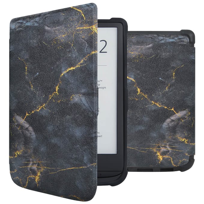 imoshion Design Slim Soft Case Sleepcover voor de Pocketbook Touch Lux 5 / HD 3 / Basic Lux 4 / Vivlio Lux 5 - Black Marble