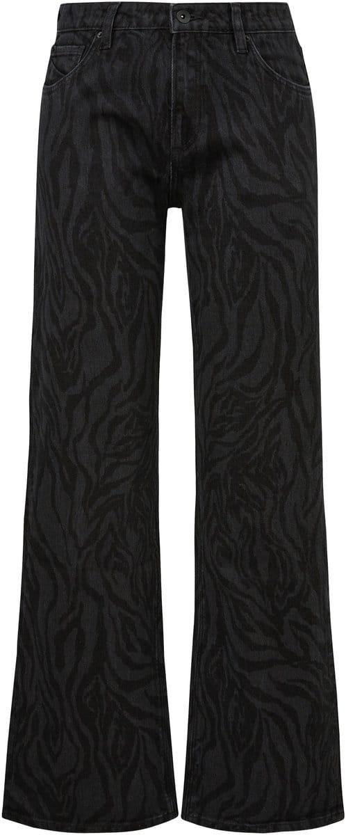 QS - female - Catie jeans / slim fit / mid rise / wijde pijp / dierenprint