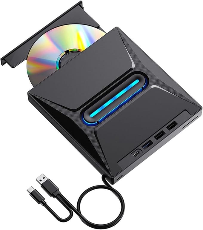 Externe CD DVD Drive-USB 3.0-Draagbare 7-in-1 CD-ROM DVD-drive-Geschikt voor Laptops, Desktops, Windows 11/10/8/7, Linux, Mac OS - DVD’s & CD’s Branden en Lezen