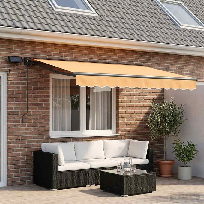 vidaXL - Handbediende - luifel - met - LED's - Zand - 3,5 - x - 2 - m