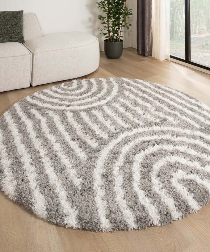 Scandinavisch vloerkleed rond - Cozy Arch lichtgrijs 160