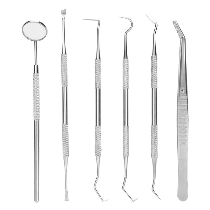 6pcs  set Dental Tartar Scaler Teeth Pick Spatula Dental Instruments Dentist Oral Care Tools gray